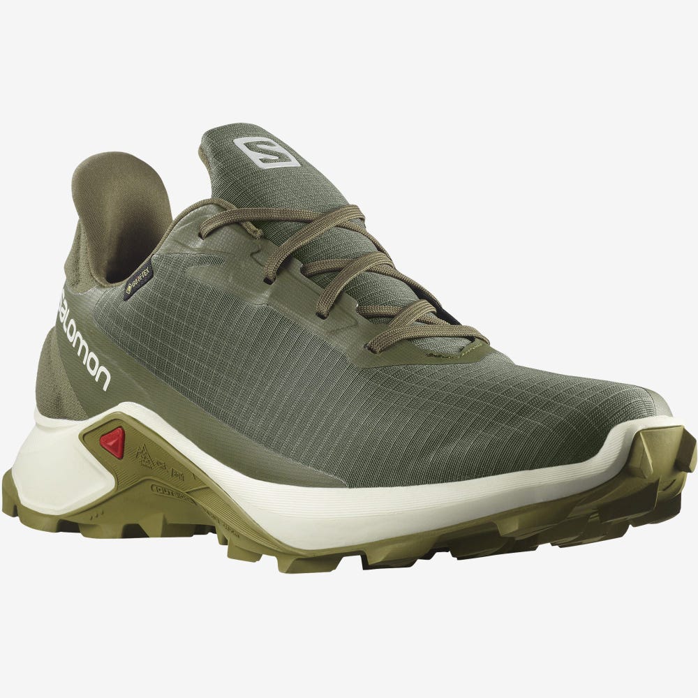 Salomon ALPHACROSS 3 GORE-TEX Trailrunning Schuhe Herren Olivgrün/HellGelb/Grün | RIS-560174