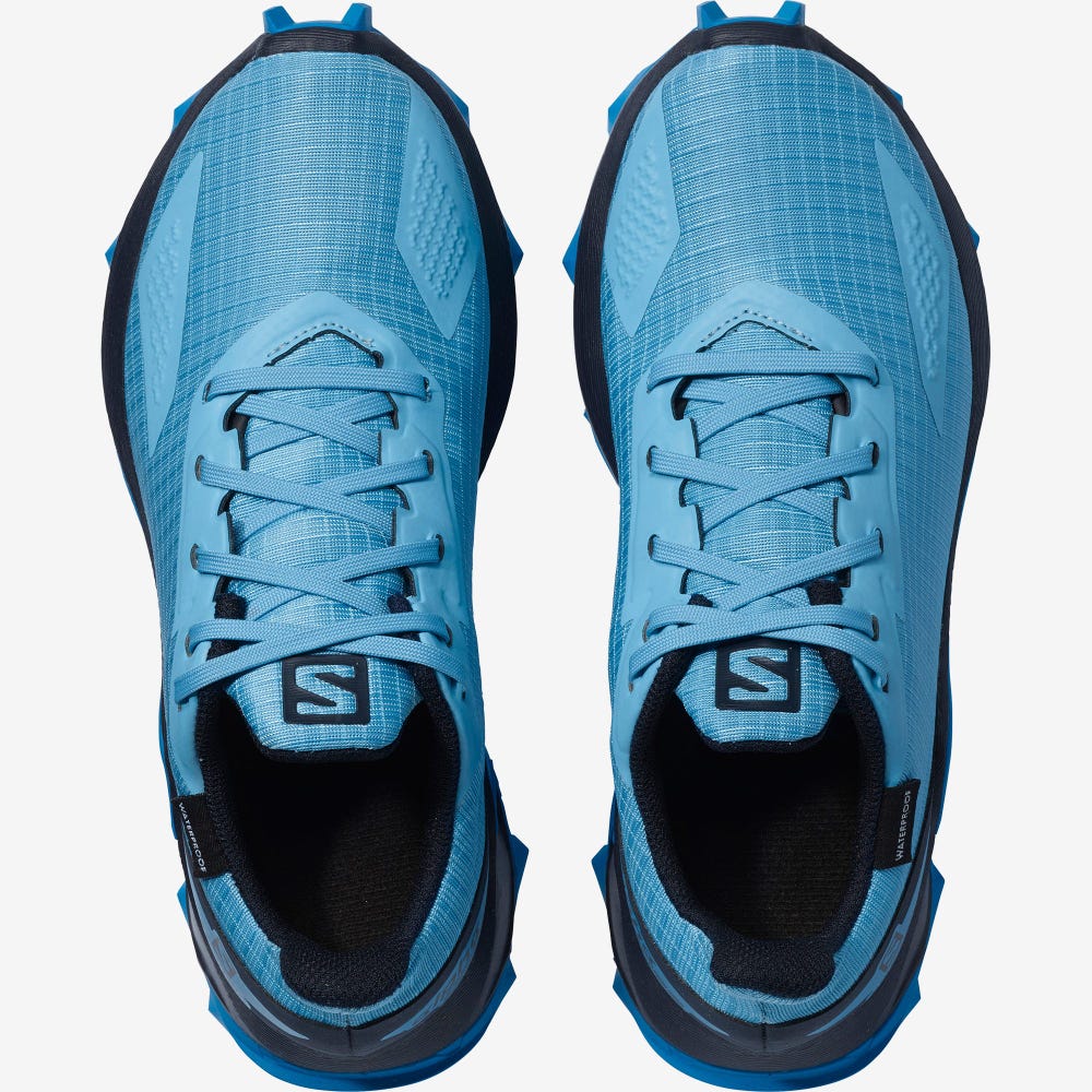 Salomon ALPHACROSS BLAST CLIMASALOMON™ WATERPROOF Trailrunning Schuhe Kinder Blau/Navy/Indigo | SDN-372950