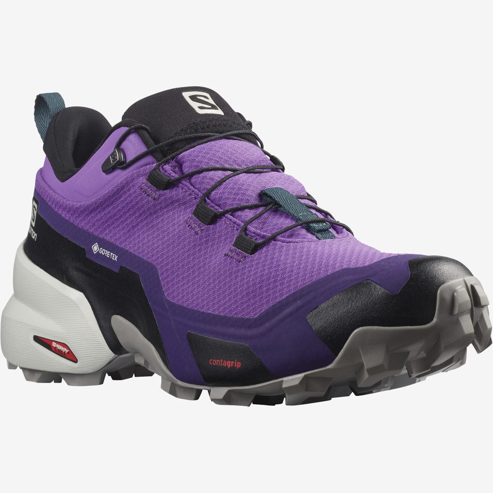 Salomon CROSS HIKE GORE-TEX Wanderschuhe Damen Königsblau Lila/Grau/Tiefes Türkis | MAT-435201