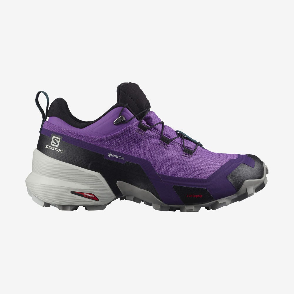 Salomon CROSS HIKE GORE-TEX Wanderschuhe Damen Königsblau Lila/Grau/Tiefes Türkis | MAT-435201