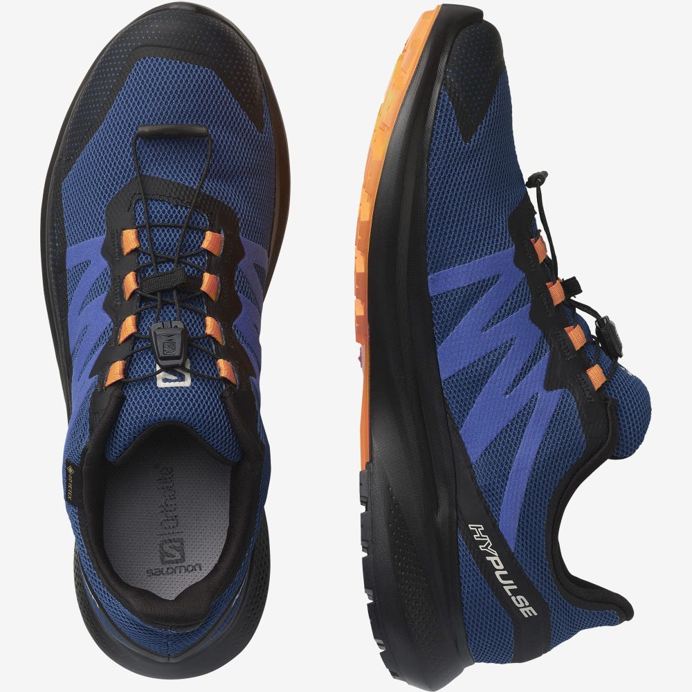 Salomon HYPULSE GORE-TEX Trailrunning Schuhe Herren Blau/Schwarz/Orange | DMH-601743