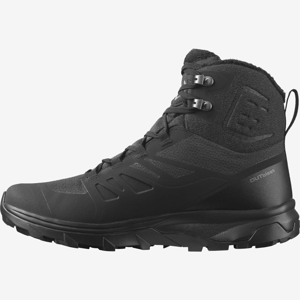 Salomon OUTBLAST THINSULATE™ CLIMASALOMON™ WATERPROOF Wanderschuhe Damen Schwarz | NMK-018732