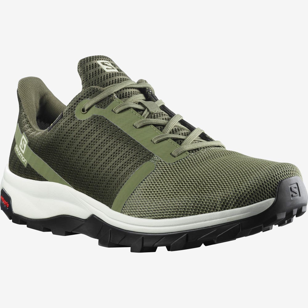 Salomon OUTBOUND PRISM GORE-TEX Wanderschuhe Herren Tiefes Grün/Olivgrün/HellGelb | JCE-501237