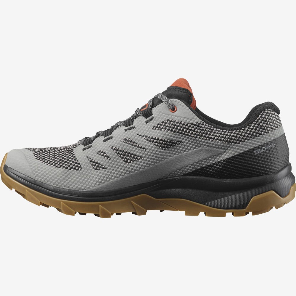 Salomon OUTLINE GORE-TEX Wanderschuhe Herren Grau/Schwarz/DunkelRot | GNI-839065