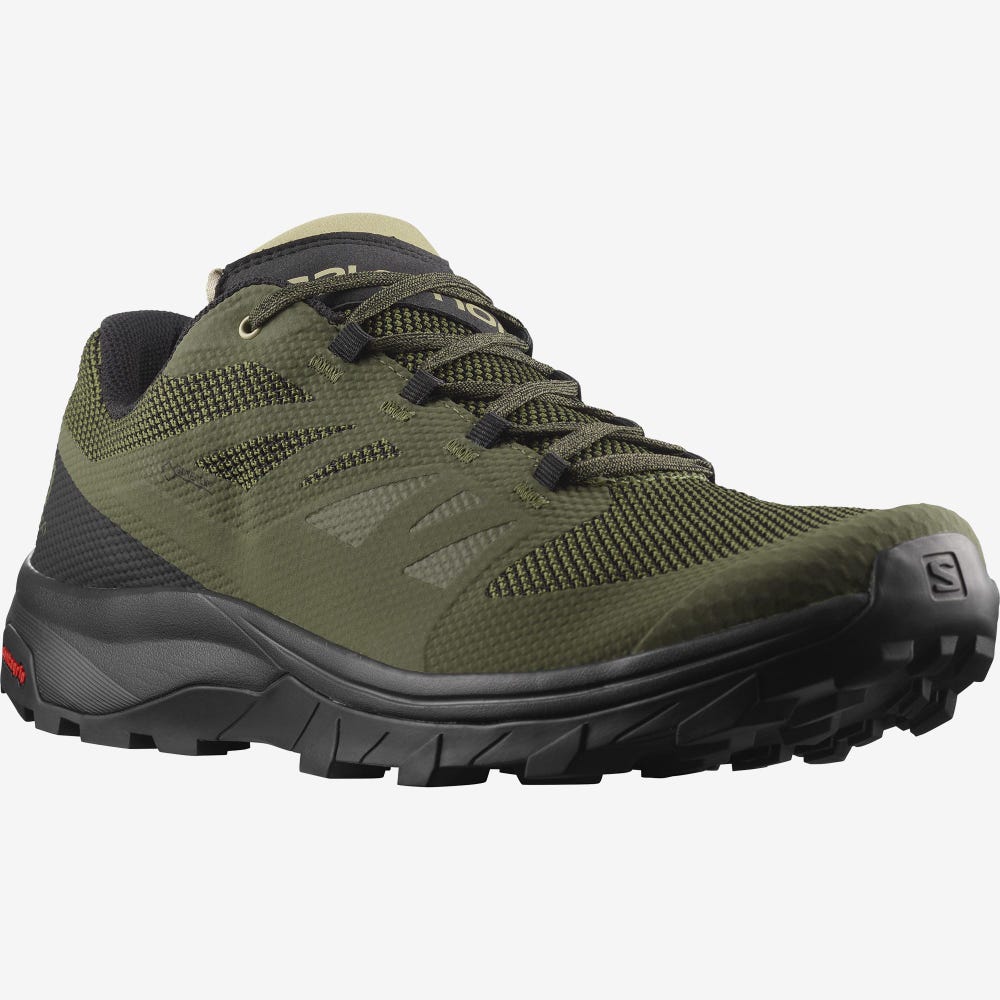 Salomon OUTLINE GORE-TEX Wanderschuhe Herren Olivgrün/Schwarz | IAL-576241