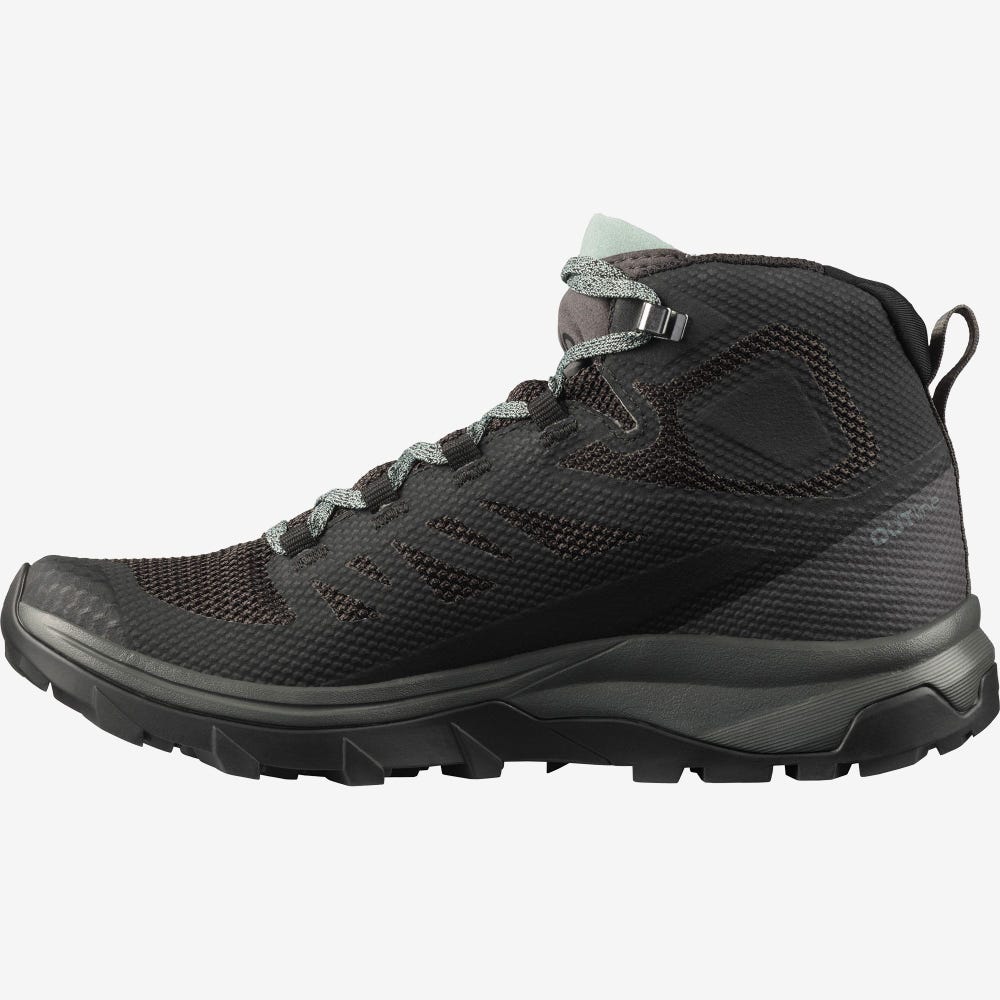 Salomon OUTLINE MID GORE-TEX Wanderschuhe Damen Schwarz/Grün | AUF-503479