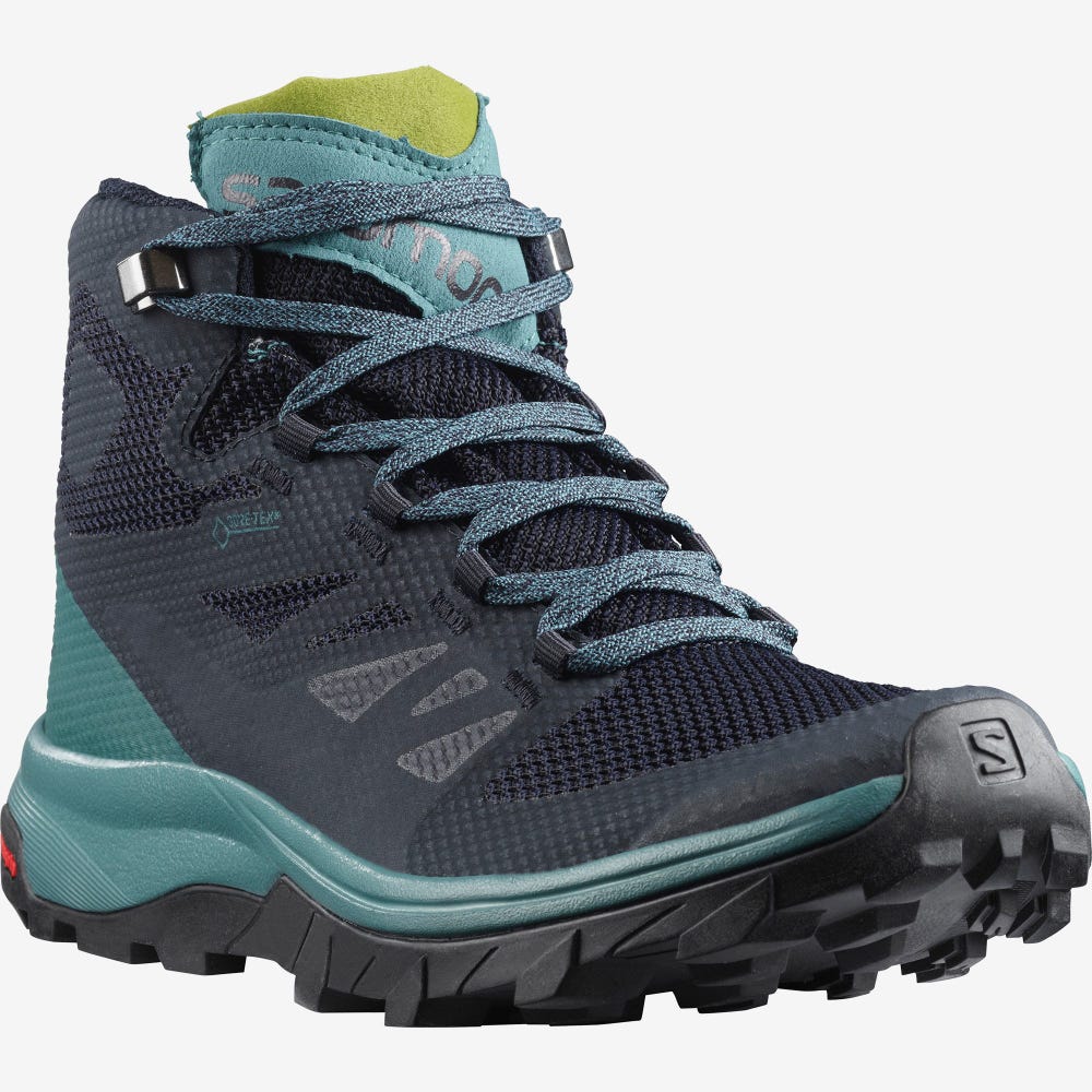 Salomon OUTLINE MID GORE-TEX Wanderschuhe Damen Navy | ISG-869402