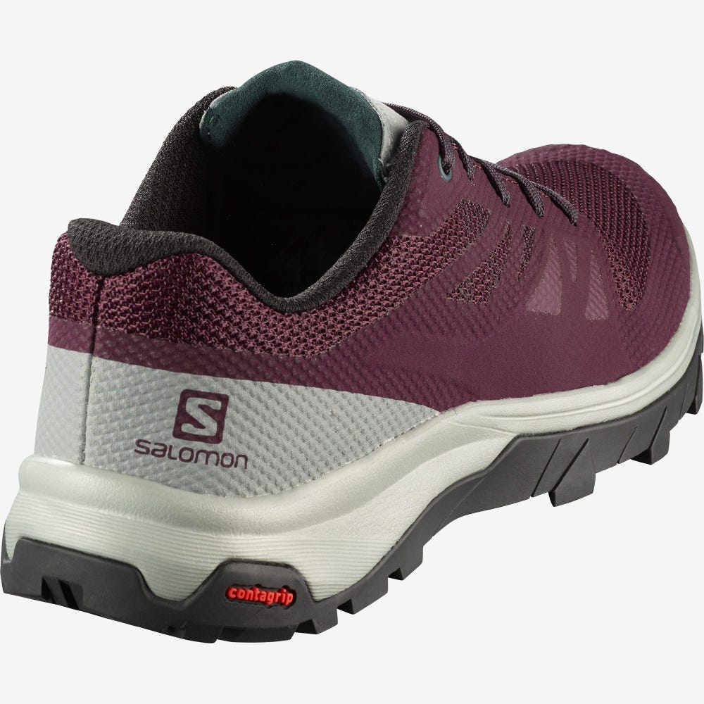 Salomon OUTLINE Wanderschuhe Damen Bordeaux/Grün | KUY-291605