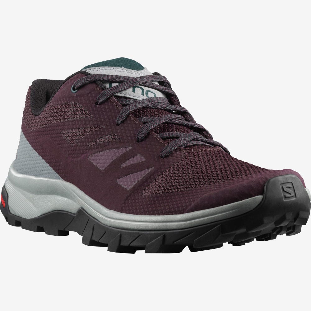 Salomon OUTLINE Wanderschuhe Damen Bordeaux/Grün | KUY-291605