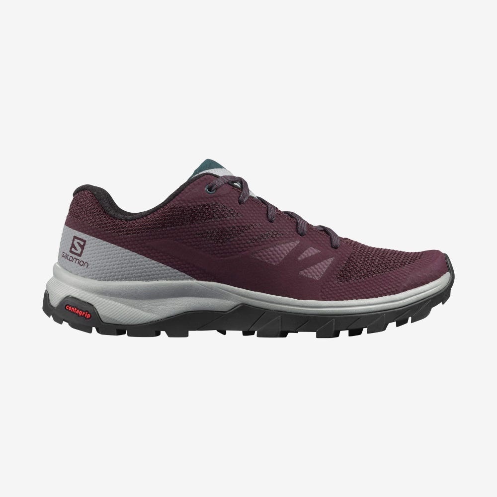 Salomon OUTLINE Wanderschuhe Damen Bordeaux/Grün | KUY-291605