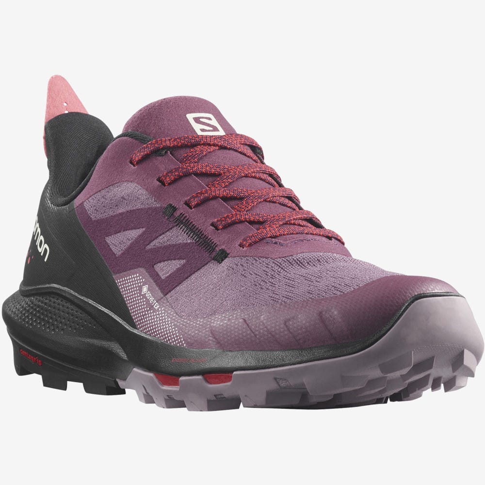 Salomon OUTPULSE GORE-TEX Wanderschuhe Damen Lila/Schwarz/Rot | RCI-604258