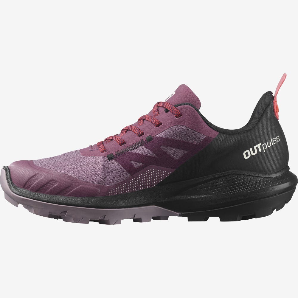 Salomon OUTPULSE GORE-TEX Wanderschuhe Damen Lila/Schwarz/Rot | RCI-604258