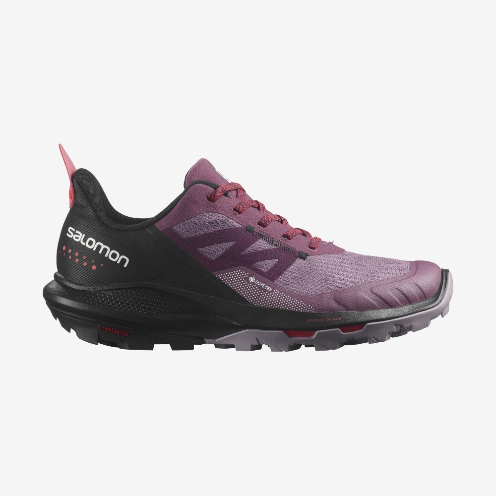 Salomon OUTPULSE GORE-TEX Wanderschuhe Damen Lila/Schwarz/Rot | RCI-604258