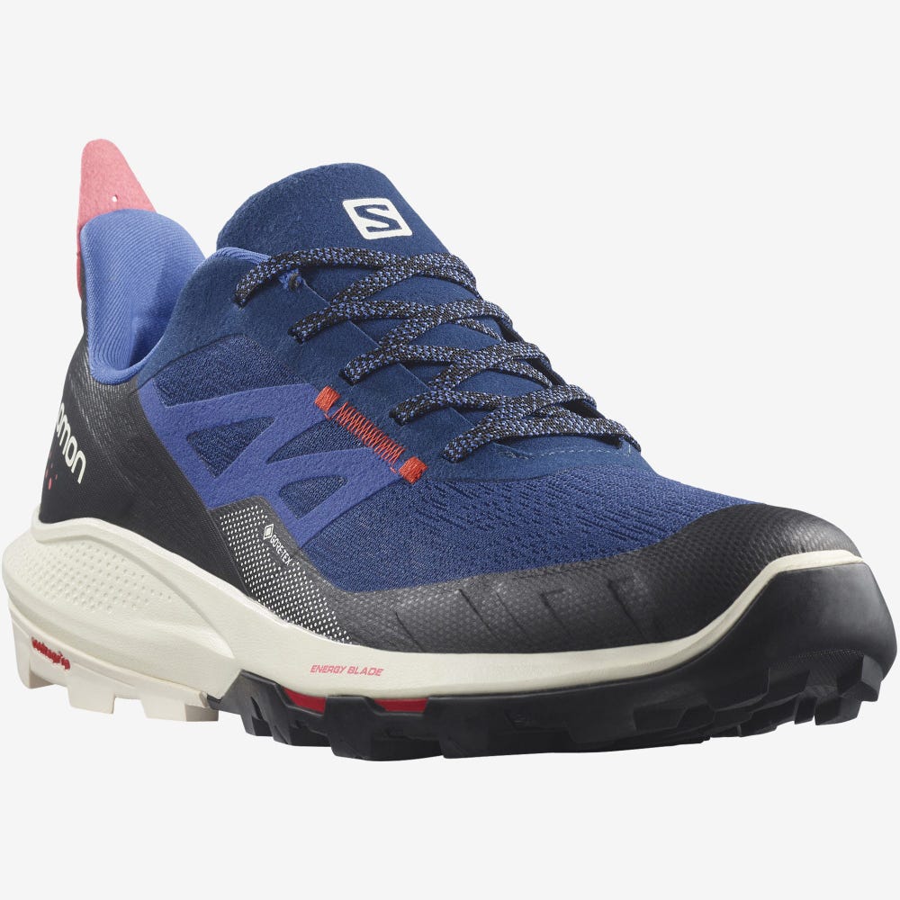 Salomon OUTPULSE GORE-TEX Wanderschuhe Herren Blau/HellGelb/Rot | GWA-921706