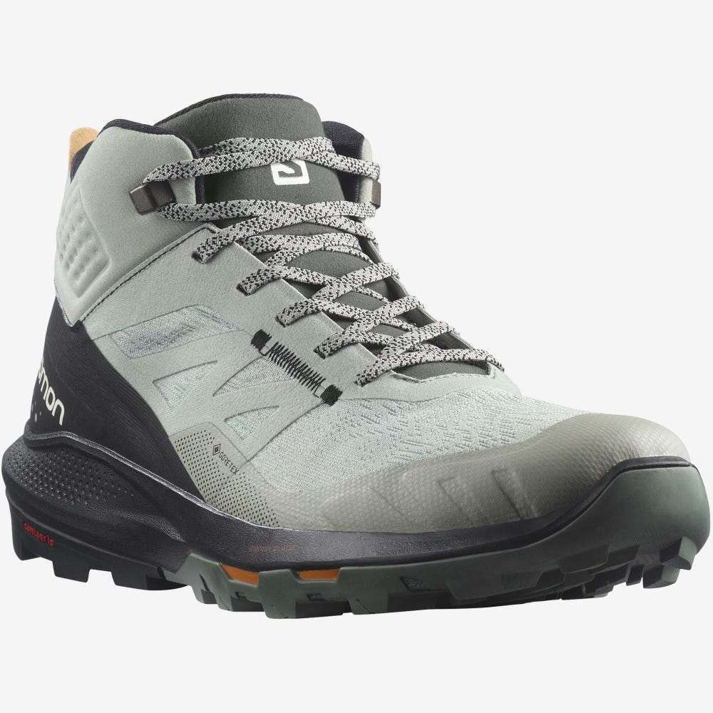 Salomon OUTPULSE MID GORE-TEX Wanderschuhe Herren Grün/Schwarz/Orange | CTO-826514