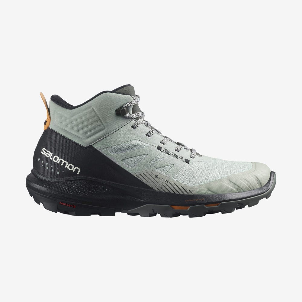 Salomon OUTPULSE MID GORE-TEX Wanderschuhe Herren Grün/Schwarz/Orange | CTO-826514