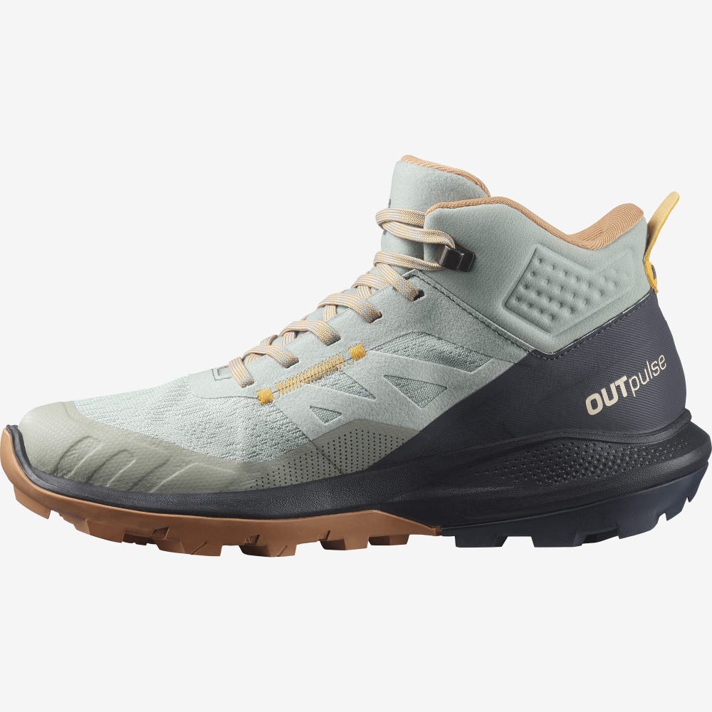 Salomon OUTPULSE MID GORE-TEX Wanderschuhe Damen Grün/Orange | OBF-380692