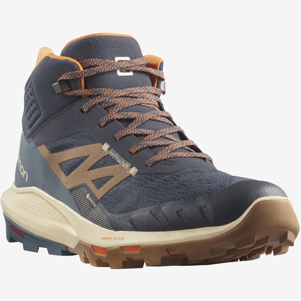 Salomon OUTPULSE MID GORE-TEX Wanderschuhe Herren Grau/Braun/Orange | SCK-457361