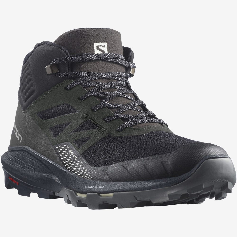 Salomon OUTPULSE MID GORE-TEX Wanderschuhe Herren Schwarz/HellGelb | WPQ-517089