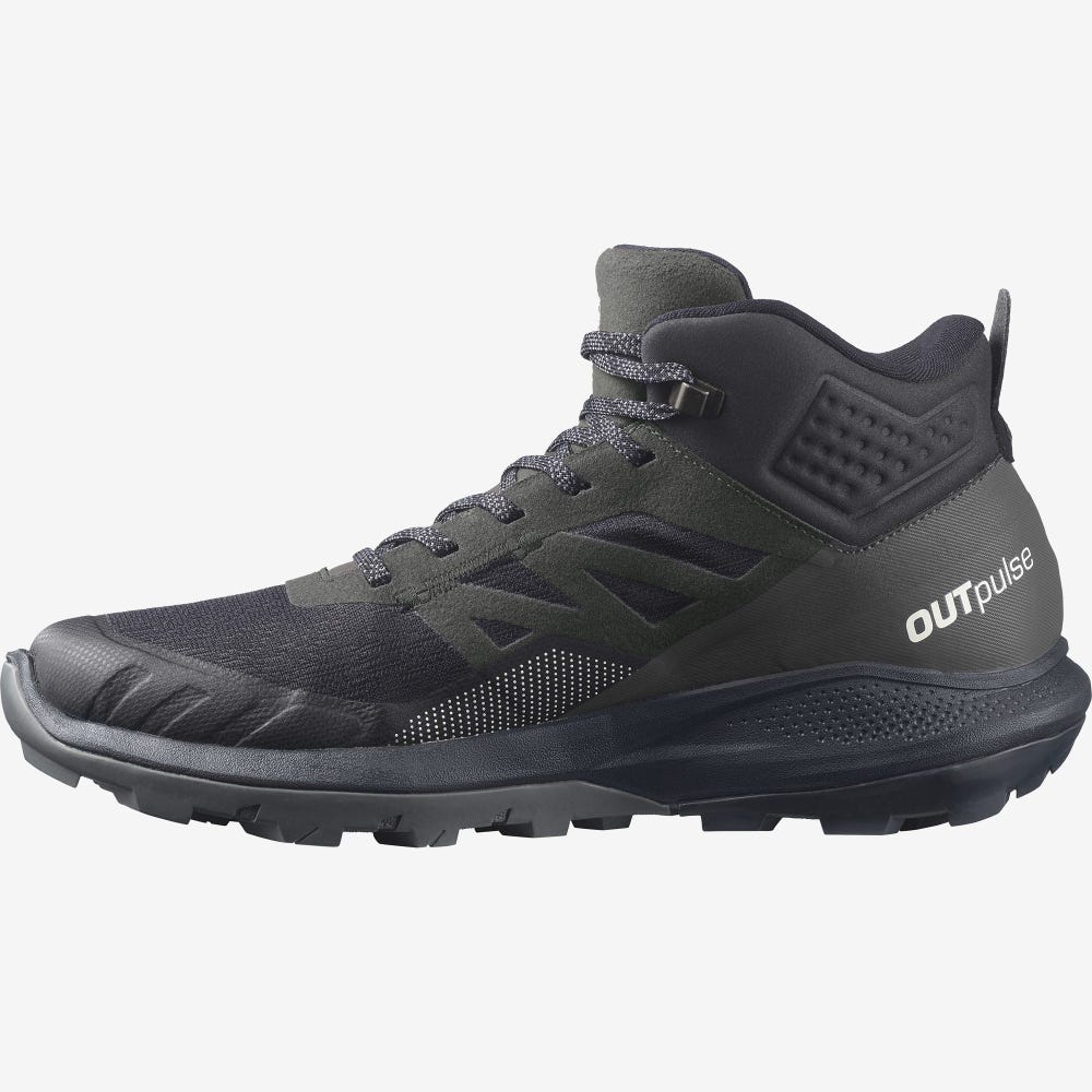 Salomon OUTPULSE MID GORE-TEX Wanderschuhe Herren Schwarz/HellGelb | WPQ-517089