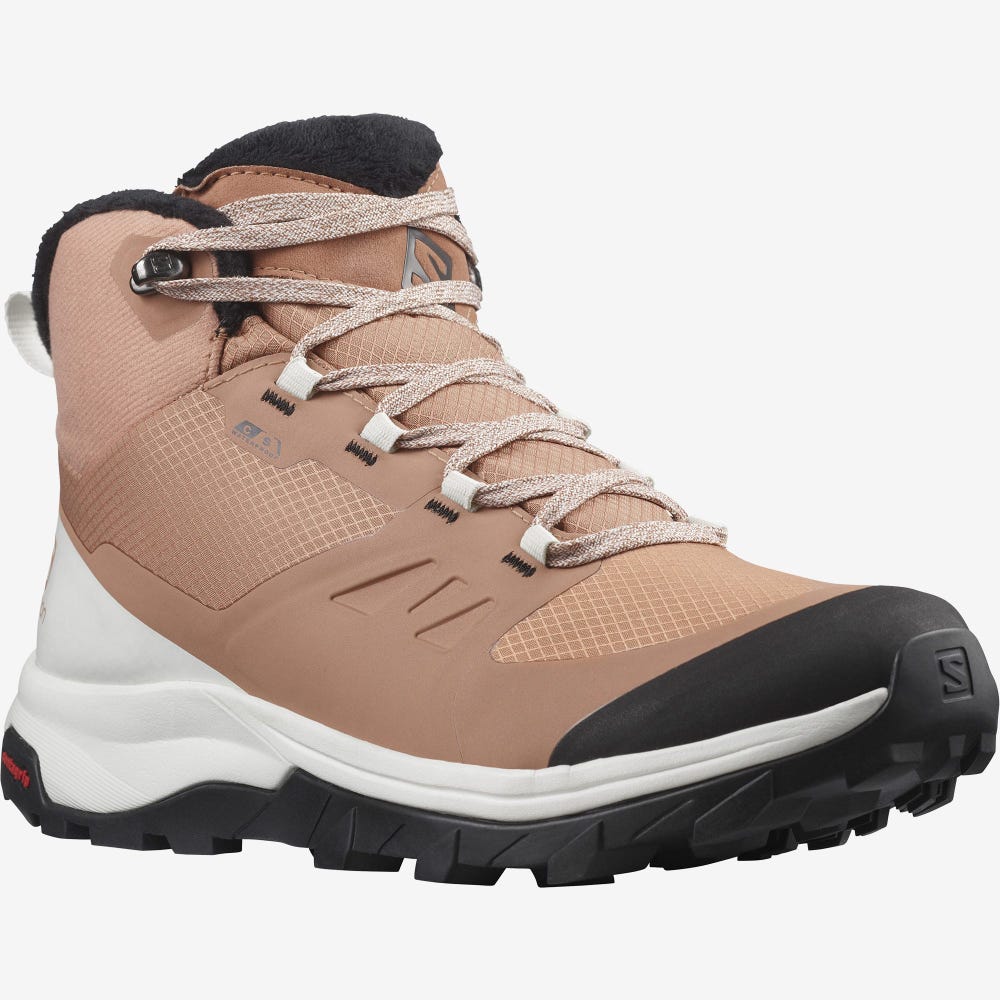 Salomon OUTSNAP CLIMASALOMON™ WATERPROOF Winterschuhe Damen Beige/HellGelb/Schwarz | BXZ-481952