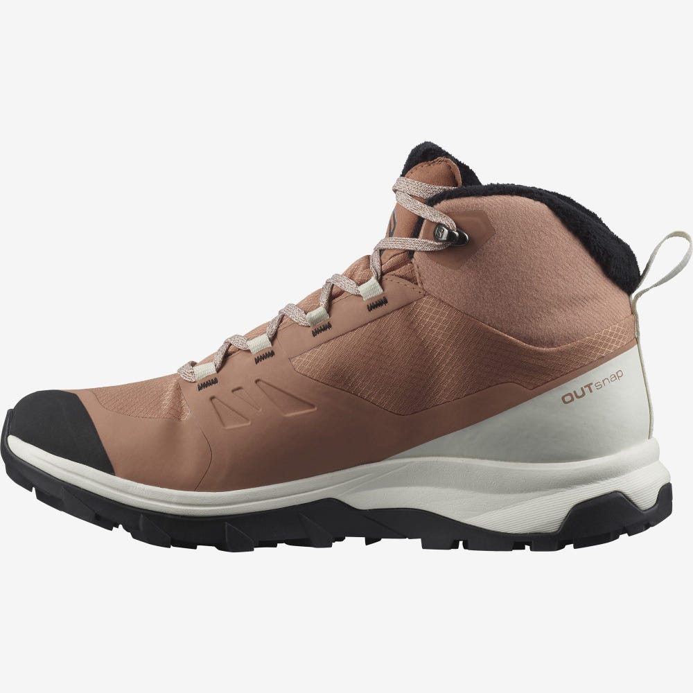 Salomon OUTSNAP CLIMASALOMON™ WATERPROOF Winterschuhe Damen Beige/HellGelb/Schwarz | BXZ-481952