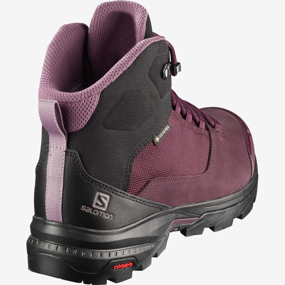 Salomon OUTWARD GORE-TEX Wanderschuhe Damen Bordeaux/Schwarz | WIP-534812