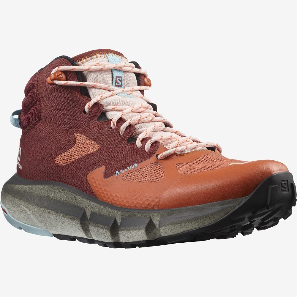 Salomon PREDICT HIKE MID GORE-TEX Wanderschuhe Damen Orange/Braun/Blau | QEZ-925870