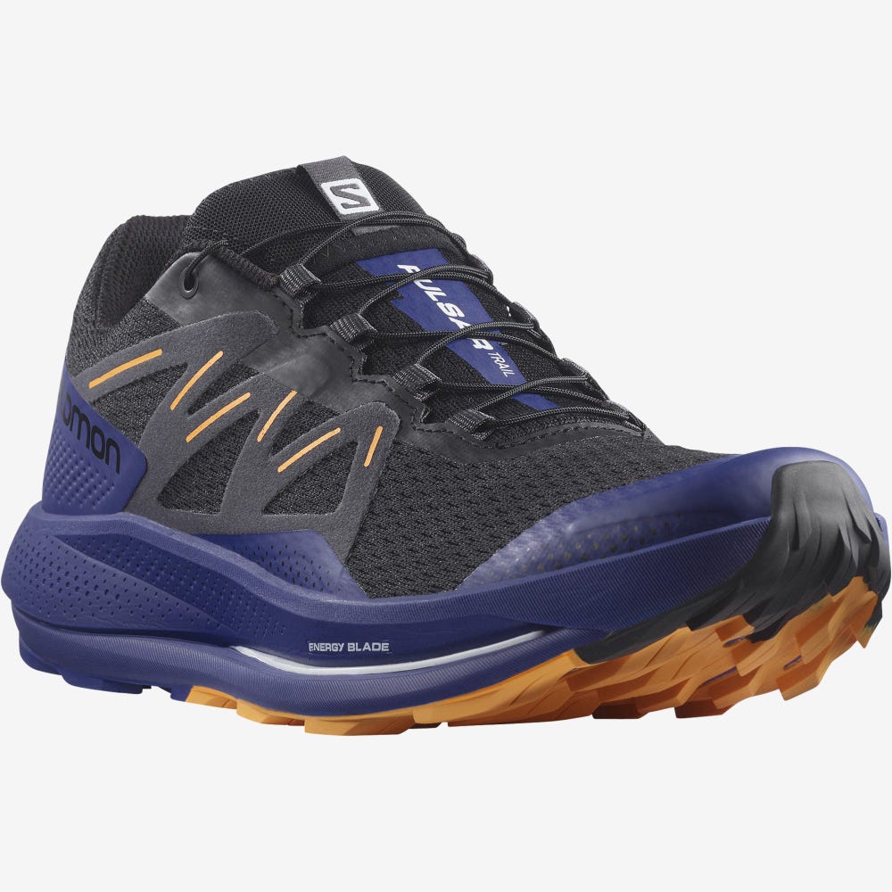 Salomon PULSAR TRAIL Trailrunning Schuhe Herren Schwarz/Blau/Orange | VRI-978560