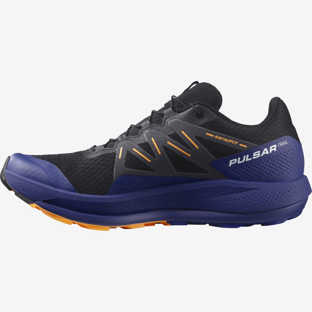 Salomon PULSAR TRAIL Trailrunning Schuhe Herren Schwarz/Blau/Orange | VRI-978560