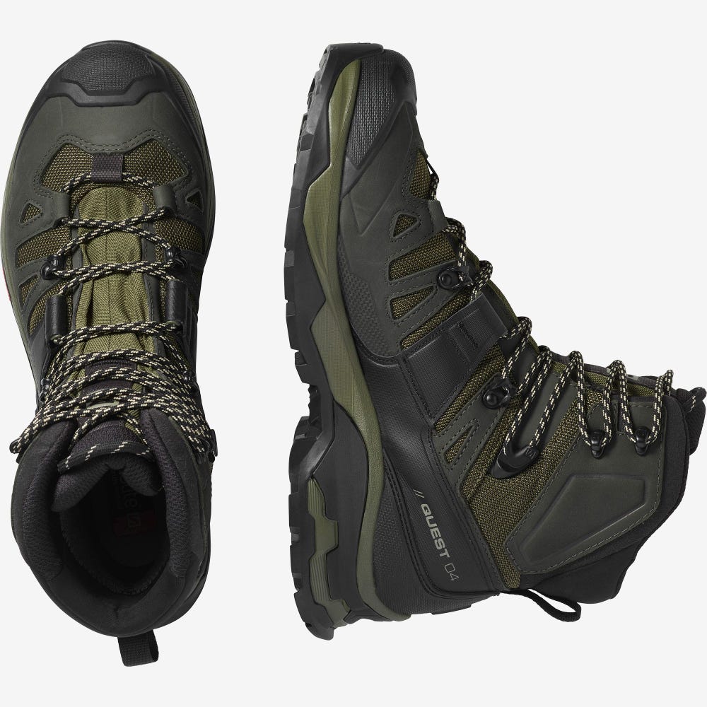 Salomon QUEST 4 GORE-TEX Wanderschuhe Herren Olivgrün | NGF-132049