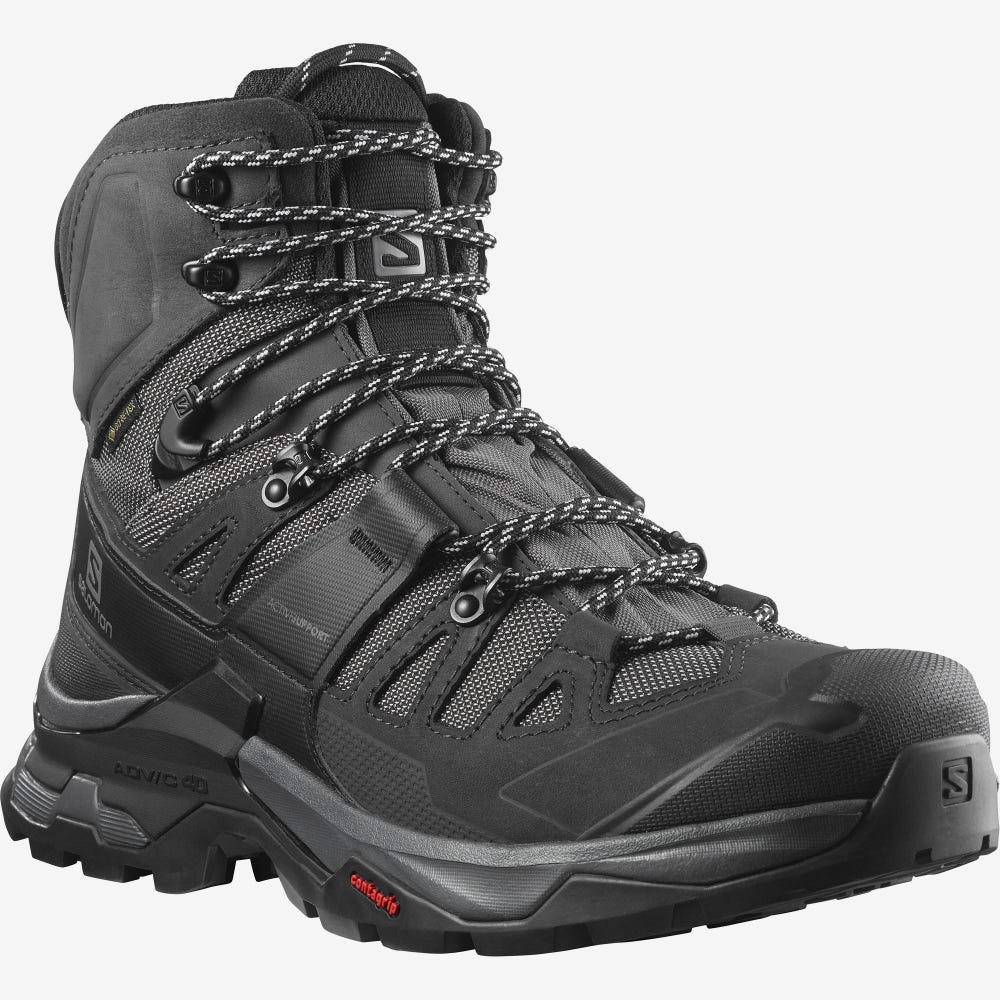 Salomon QUEST 4 GORE-TEX Wanderschuhe Herren Grau/Schwarz | TEM-932016