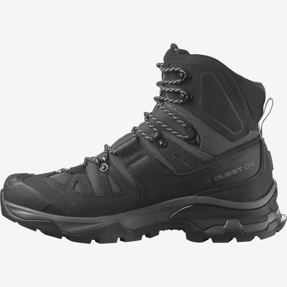 Salomon QUEST 4 GORE-TEX Wanderschuhe Herren Grau/Schwarz | TEM-932016