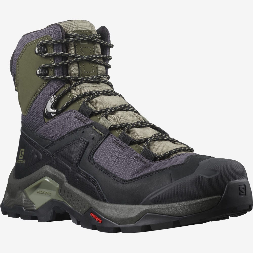 Salomon QUEST ELEMENT GORE-TEX Wanderschuhe Herren Schwarz/Tiefes Grün/Olivgrün | VSI-435169