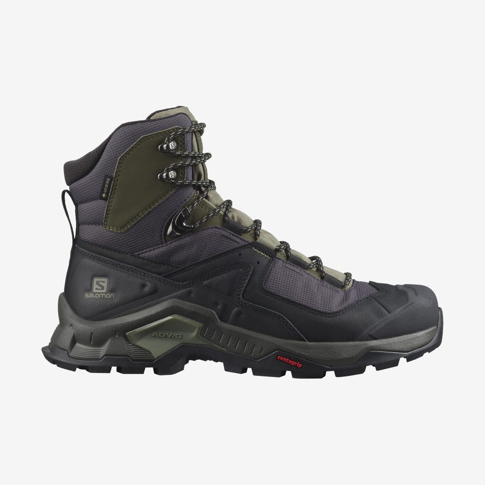 Salomon QUEST ELEMENT GORE-TEX Wanderschuhe Herren Schwarz/Tiefes Grün/Olivgrün | VSI-435169