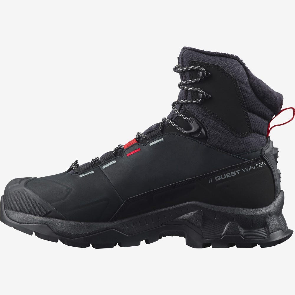 Salomon QUEST WINTER THINSULATE™ CLIMASALOMON™ WATERPROOF Winterstiefel Herren Schwarz | ELM-268941