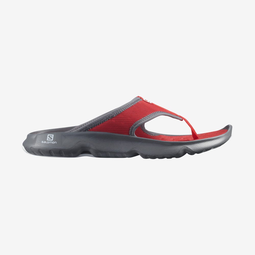 Salomon REELAX BREAK 5.0 Flip Flops Herren Grau/Rot/Weiß | TCV-016853