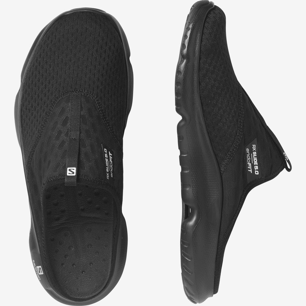 Salomon REELAX SLIDE 5.0 Hausschuhe Herren Schwarz | TIQ-724895