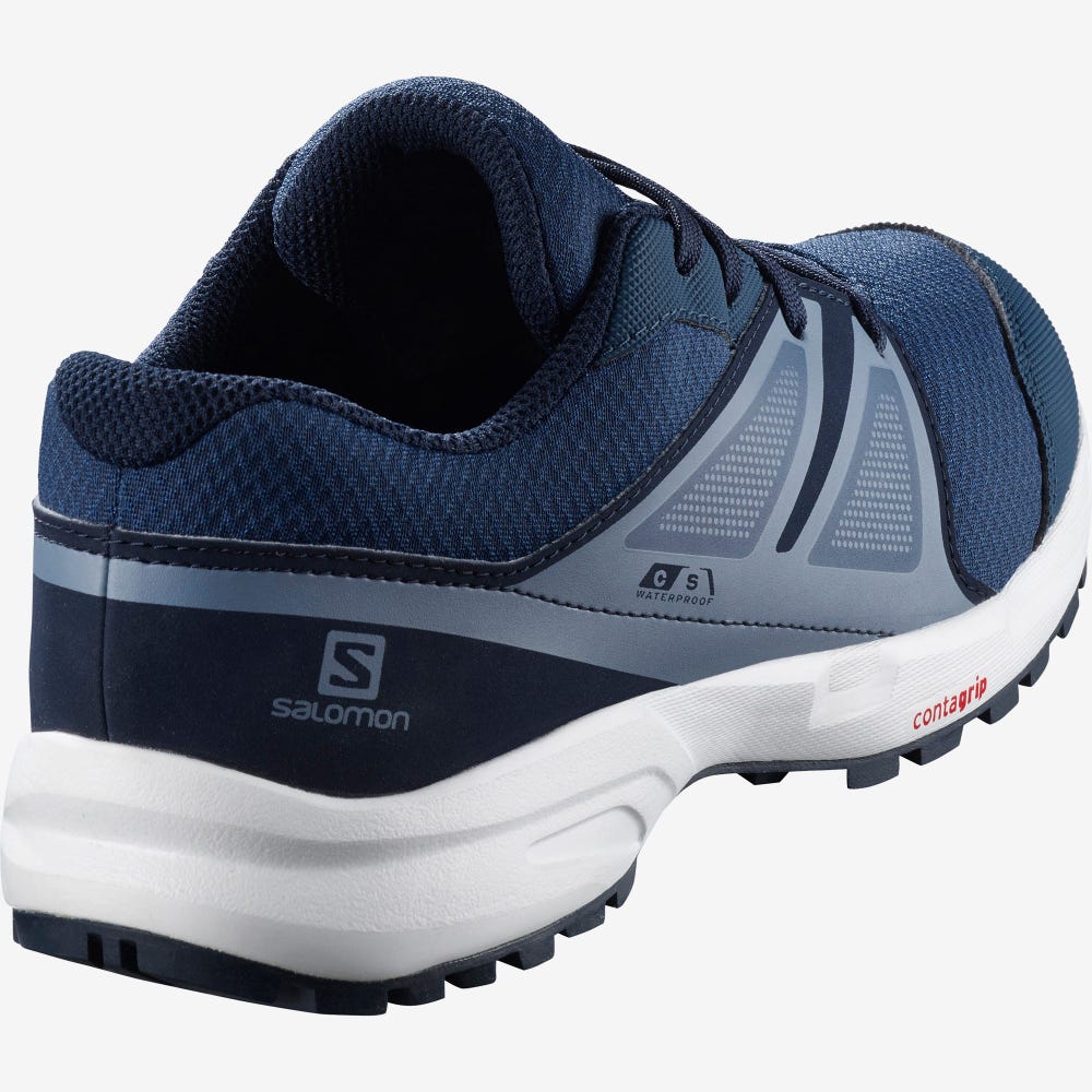 Salomon SENSE CLIMASALOMON™ WATERPROOF Laufschuhe Kinder Navy/Grau | VUX-910324