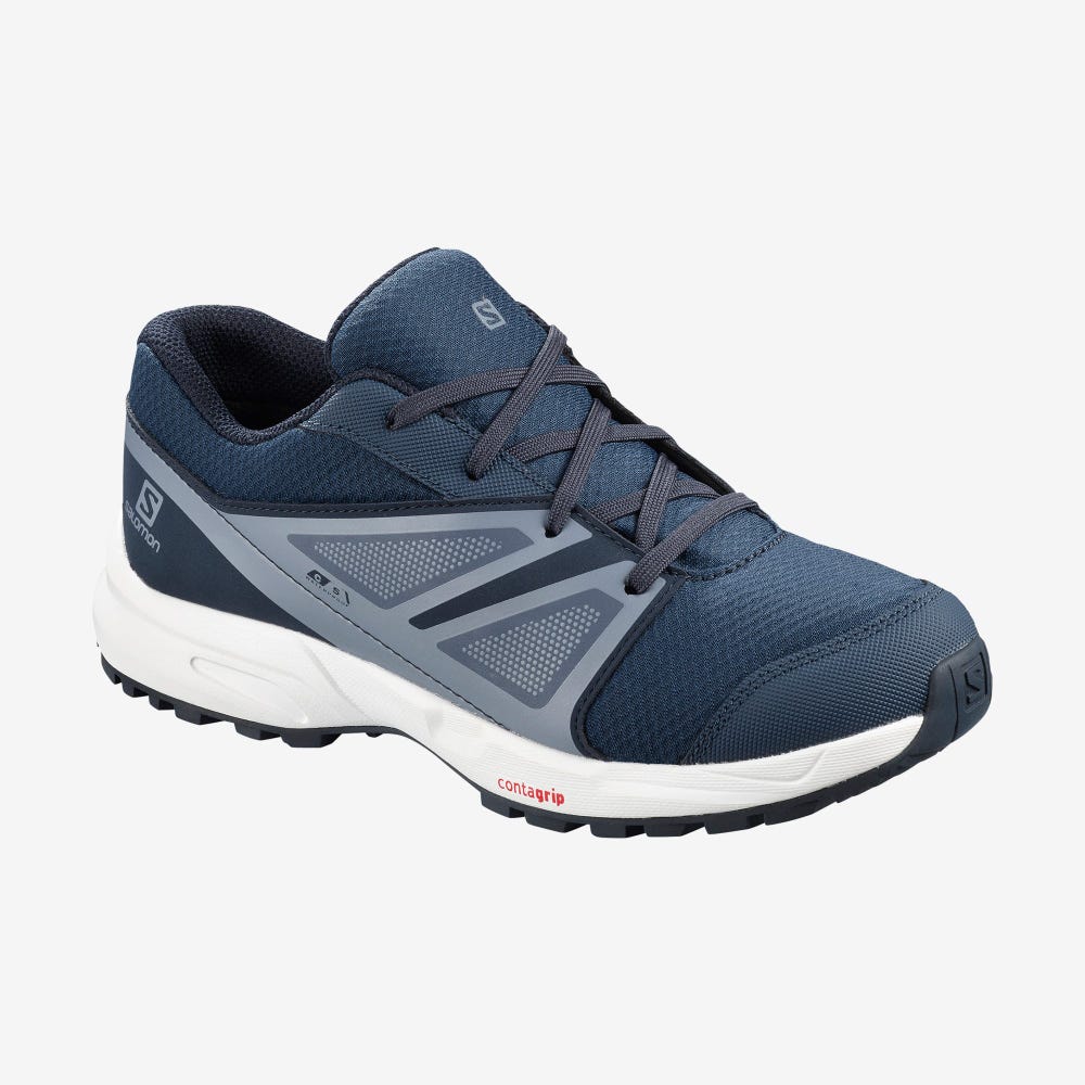 Salomon SENSE CLIMASALOMON™ WATERPROOF Laufschuhe Kinder Navy/Grau | VUX-910324