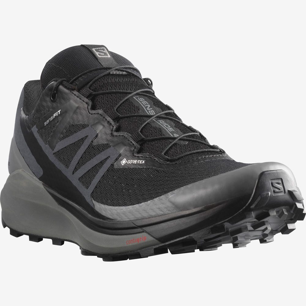 Salomon SENSE RIDE 4 GORE-TEX INVISIBLE FIT Trailrunning Schuhe Herren Schwarz | PXF-236798