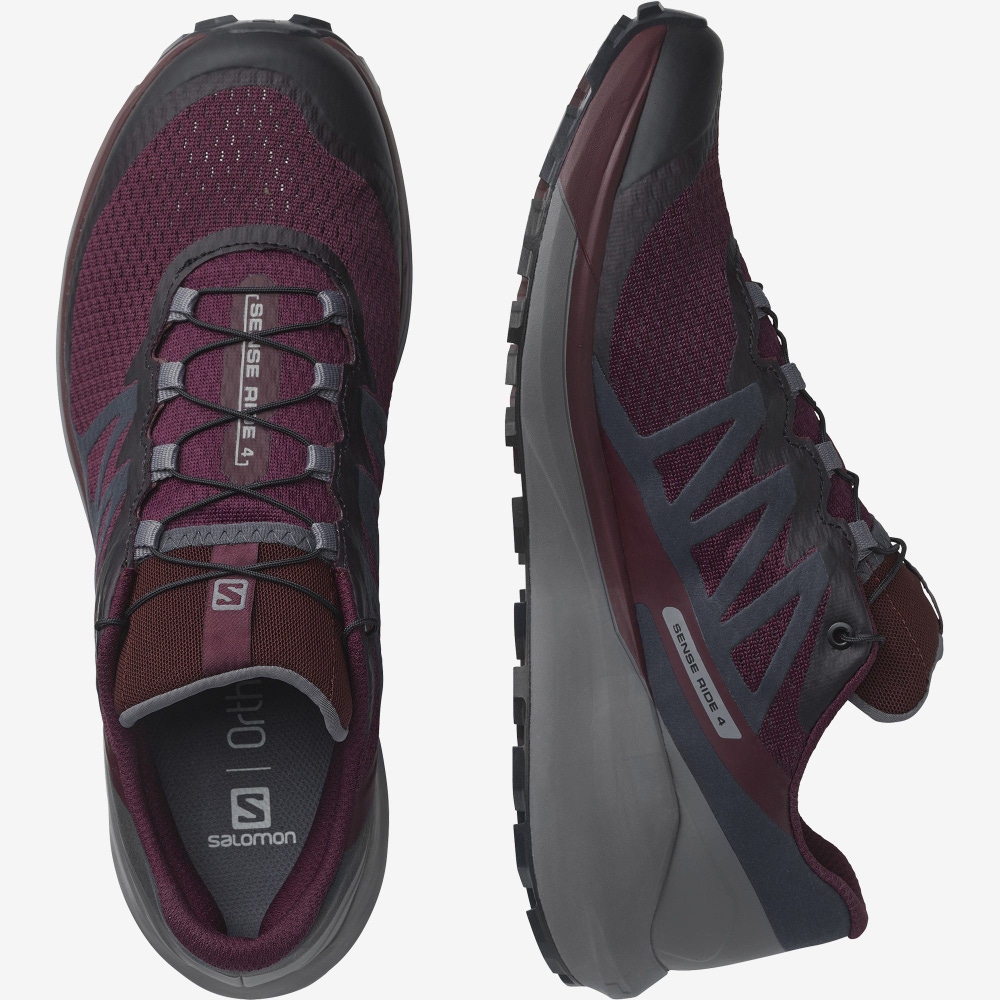 Salomon SENSE RIDE 4 Trailrunning Schuhe Damen Bordeaux/Schwarz | IJP-024615