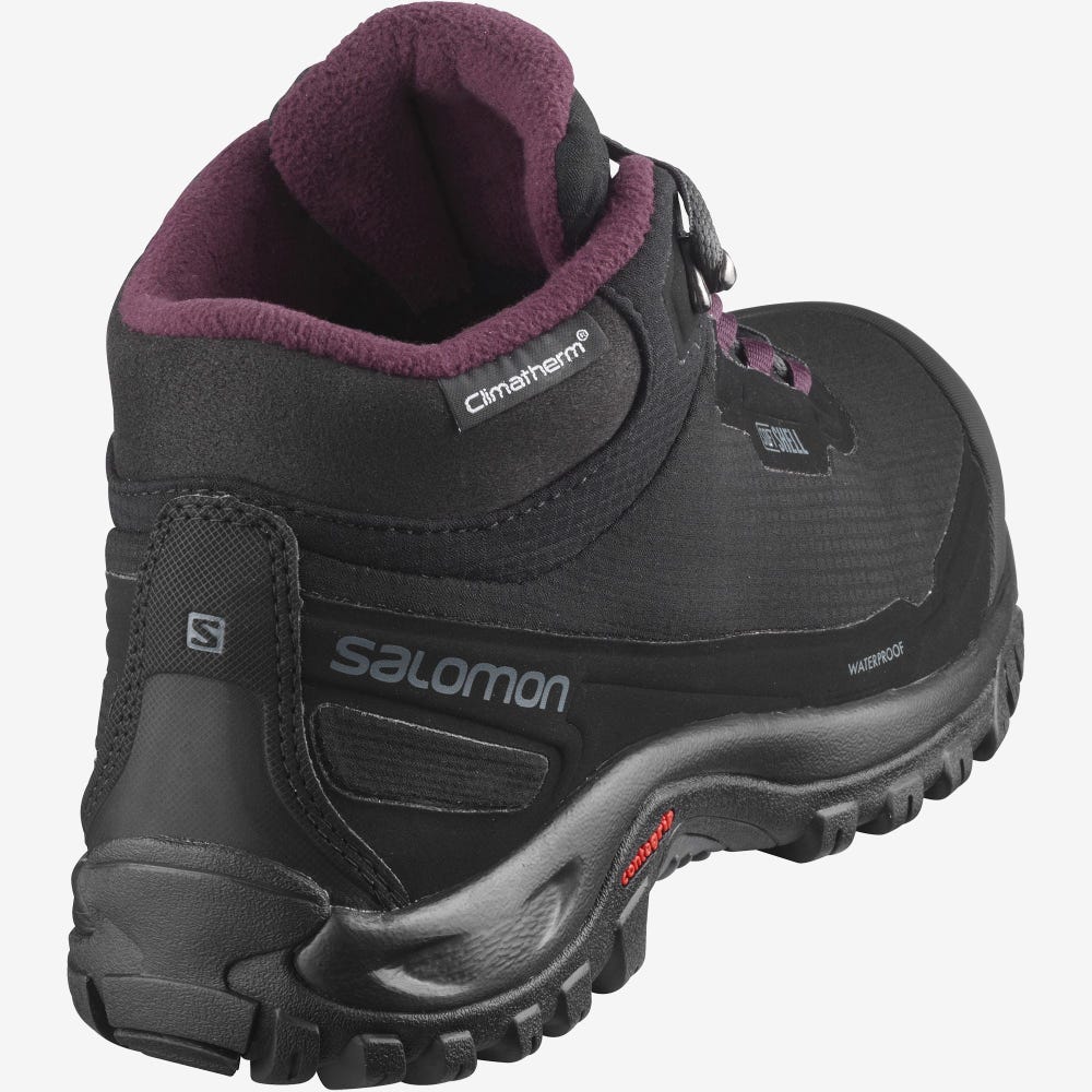 Salomon SHELTER CLIMASALOMON™ WATERPROOF Winterstiefel Damen Schwarz | OXV-904731