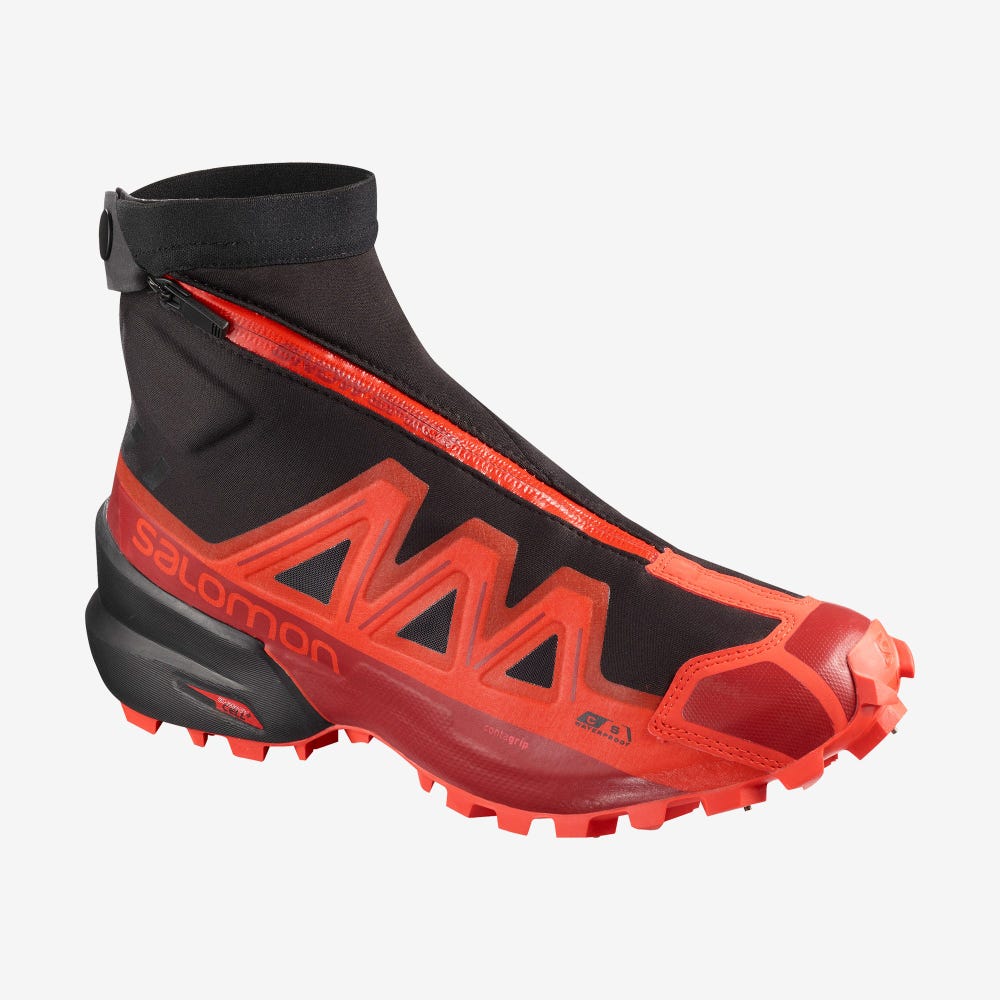 Salomon SNOWSPIKE CLIMASALOMON™ WATERPROOF Trailrunning Schuhe Herren Schwarz/Rot/Rot | BKP-036294