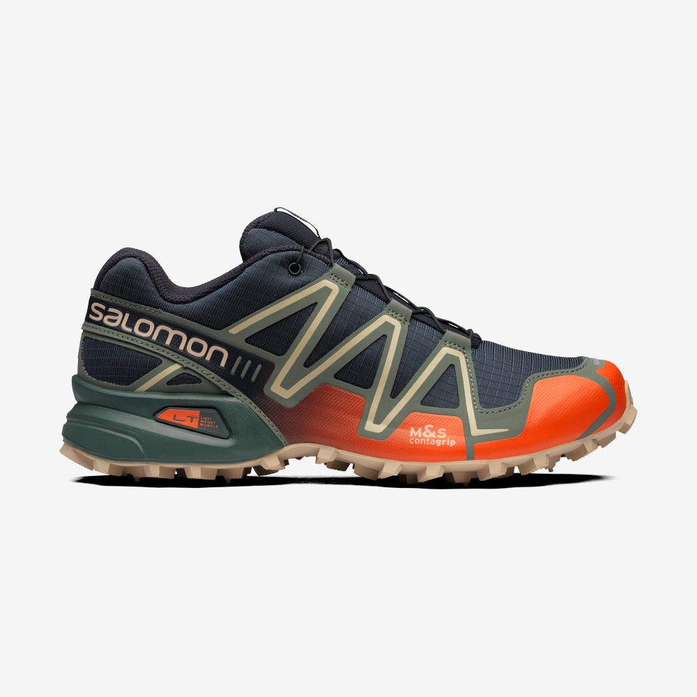 Salomon SPEEDCROSS 3 Sneaker Damen Indigo/Rot Orange/Grün | CNZ-457209