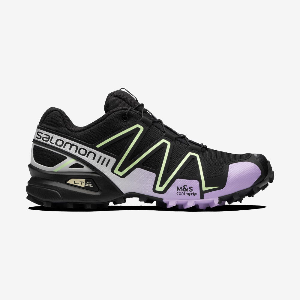 Salomon SPEEDCROSS 3 Sneaker Damen Schwarz/Lavendel/Grün | NAG-641370