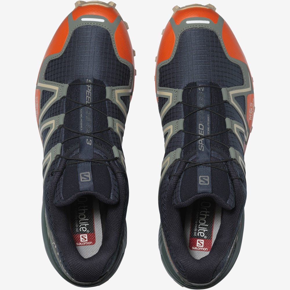 Salomon SPEEDCROSS 3 Sneaker Herren Indigo/Rot Orange/Grün | BEO-709634