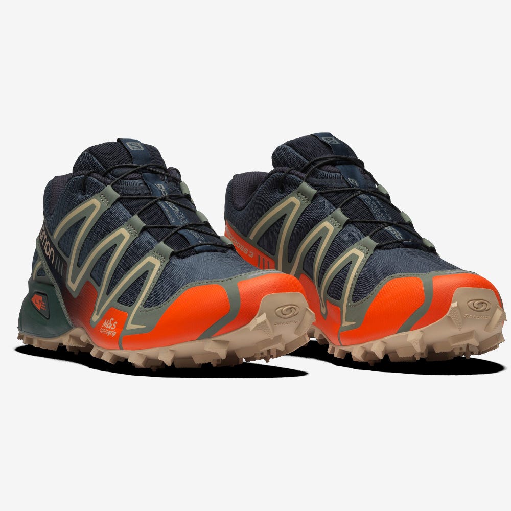 Salomon SPEEDCROSS 3 Sneaker Herren Indigo/Rot Orange/Grün | BEO-709634