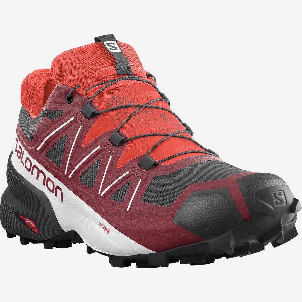 Salomon SPEEDCROSS 5 GORE-TEX Trailrunning Schuhe Herren Rot/Weiß/Schwarz | WBH-980342