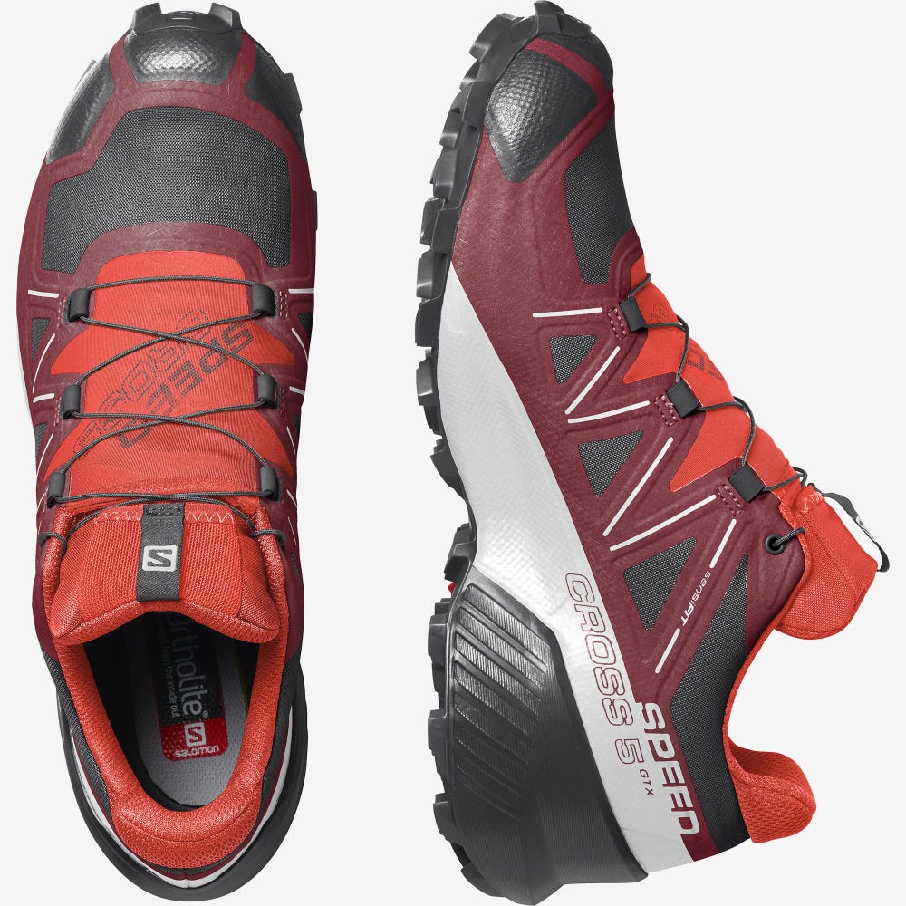 Salomon SPEEDCROSS 5 GORE-TEX Trailrunning Schuhe Herren Rot/Weiß/Schwarz | WBH-980342